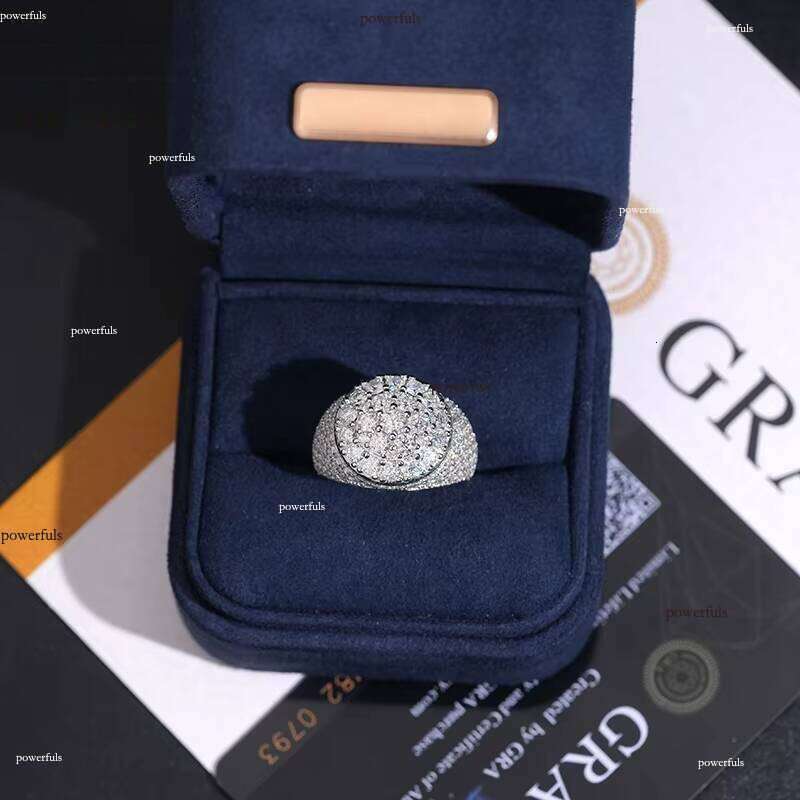 Fashion Diatomaceous Earth Ring 925 Sterling Silver Men's Pass Diamond Tester VVS Ice Fire Jewelry GRA Certificate