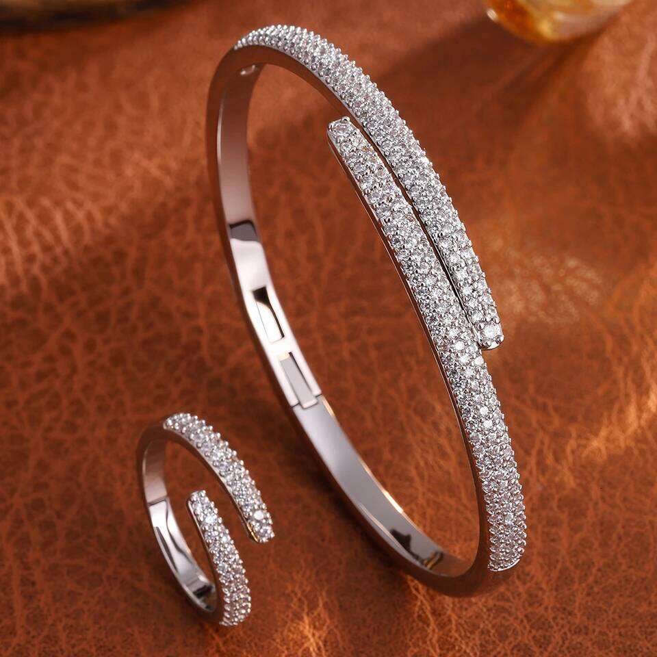 ZAKOL Trendy Zircon Bracelet Ring Set for Women Exquisite Birthday Jewelry Gift Exclusively Designed Fashion Accessory