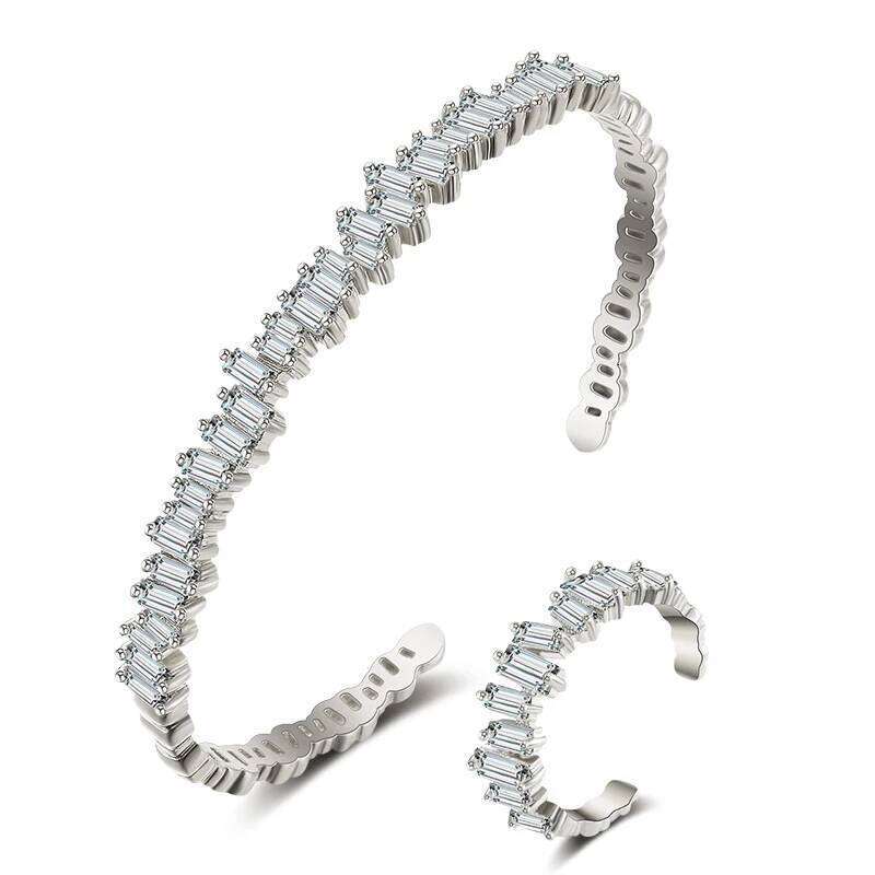 ZAKOL Fashion Adjustable Open Bangle Ring Wedding Jewelry Sets for Women Elegant Shiny AAA Cubic Zirconia Accessories Gift