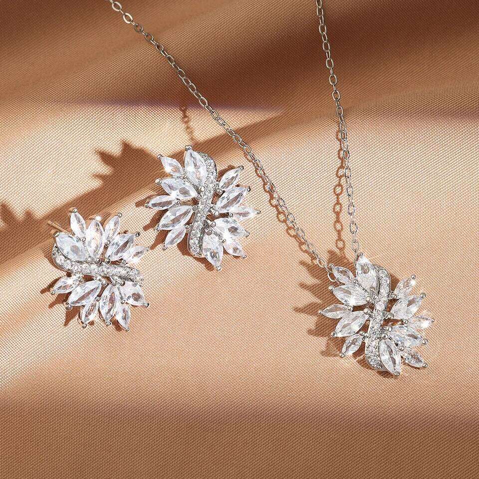 ZAKOL Luxury Buling Clear AAA Zircon Earring Necklaces Boxs 3 Pcs Set for Women Exquisite Jewelry Gifts With Gift Box