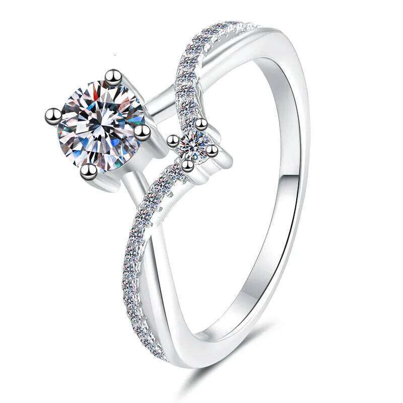 1ct 6.5mm D Color Moissanite Engagement Ring for Women 925 Sterling Silver Gold Plated Solitaire Rings Wholesale 623