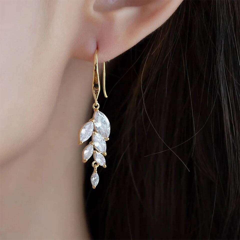ZAKOL Classic Marquise Leaf Zircon Drop Hook Earrings Elegant Brilliant Crystal CZ Bridal Earring Wedding Jewelry Wholesale