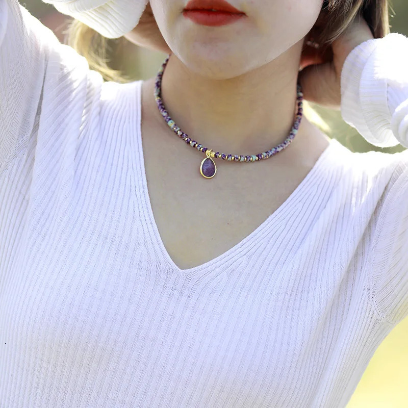 Natural Stones Teadrop Chokers Women Exquisite Beaded Simple Layers Pendant Necklaces Teengirl OL Jewelry Gifts 251223