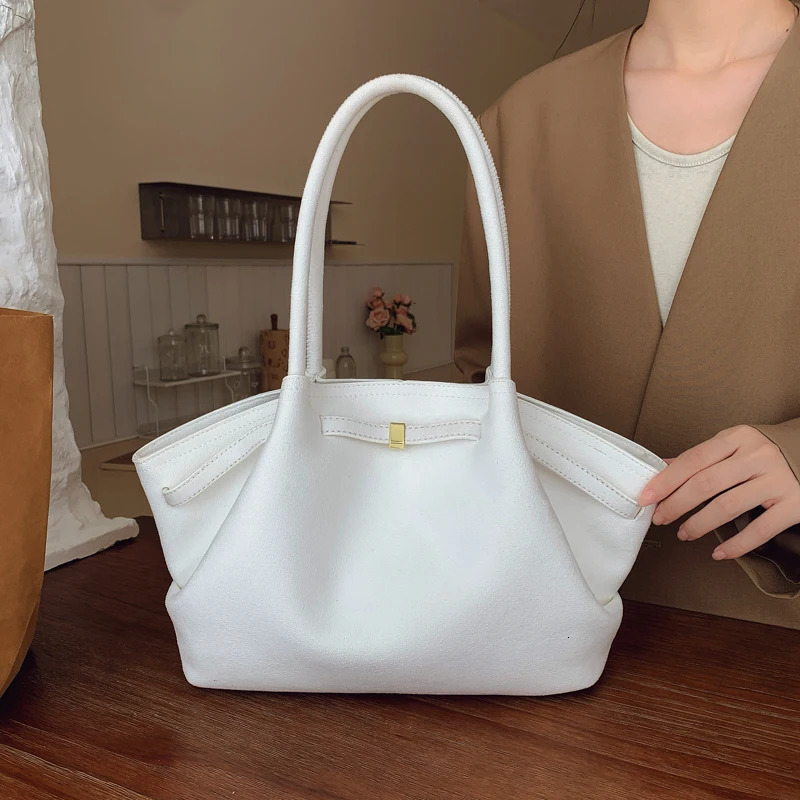 Women Suede Tote Bag with Inner Pocket Underarm Bag Large Capacity Solid Color Satchel Bags for Work Travel Purses Handbags 251225