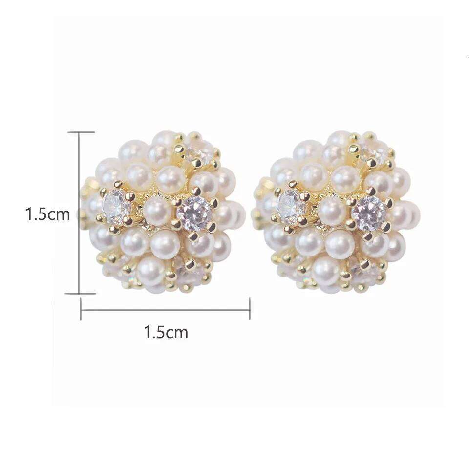ZAKOL Simple Cute Imitation Pearl Round Flower Ball Stud Earrings Elegant Gold Color Plated Earring Jewelry Gift for Women Girls