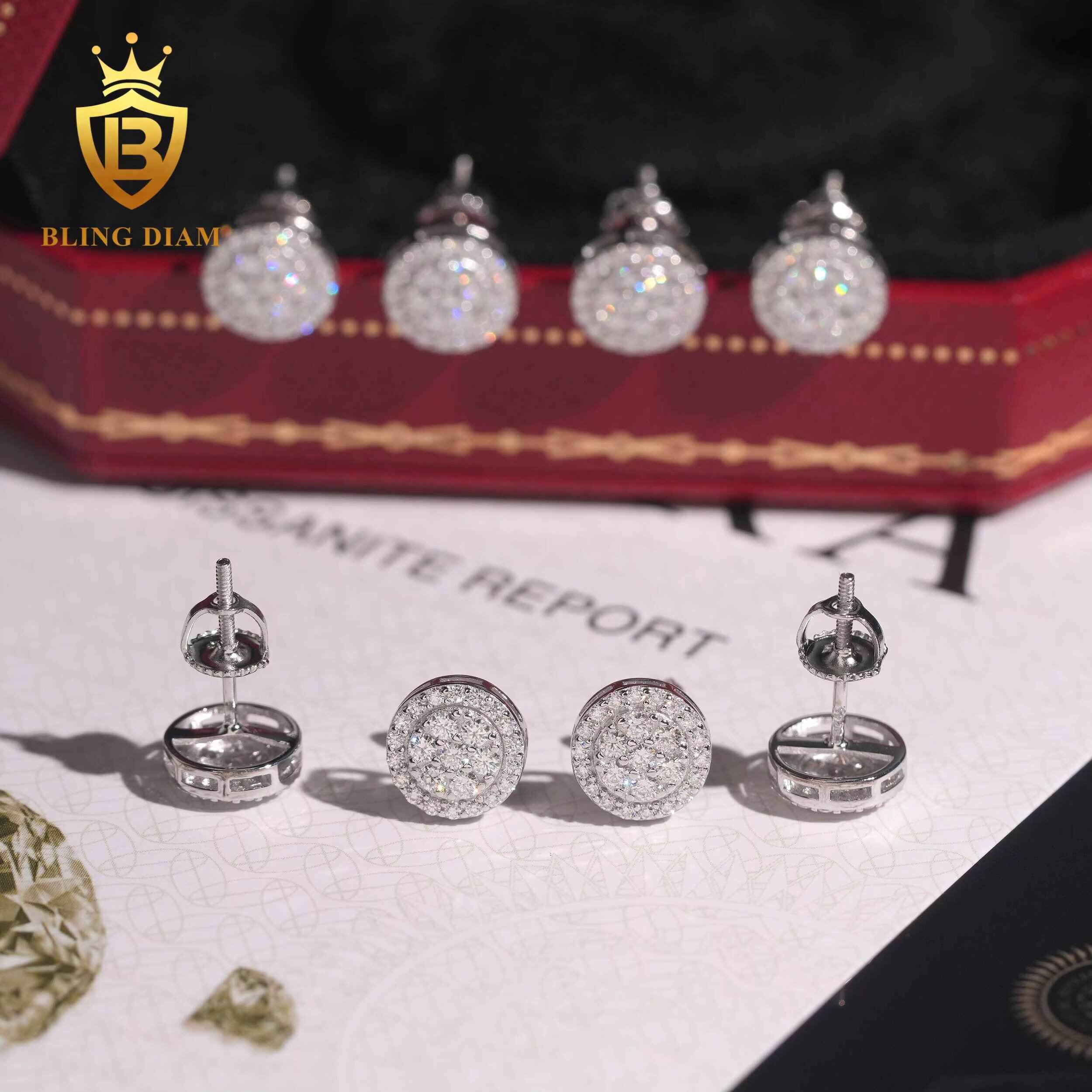 Wholesale Price 925 Sterling Silver Vvs Moissanite Earrings Stud Gra Certified for Trendy Fine Jewelry Men Women