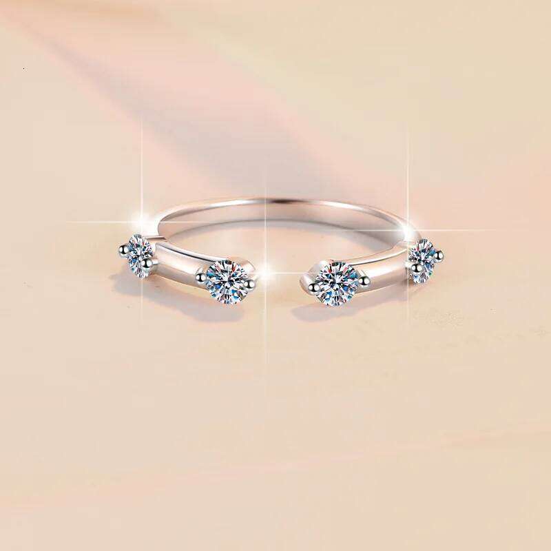 D Color Moissanite Ring For Women 925 Sterling Silver with White Gold Plated Lab Diamond Engagement Wedding Band Jewelry 136