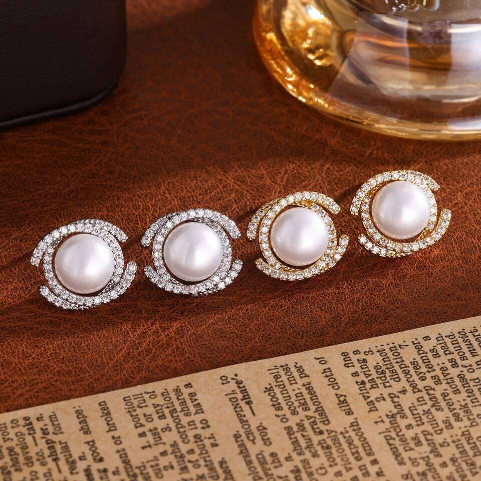ZAKOL New Korean Fashion Buling CZ Round Pearl Stud Earring for Women Exquisite Camellia Flower Earrings Wedding Party Jewelry
