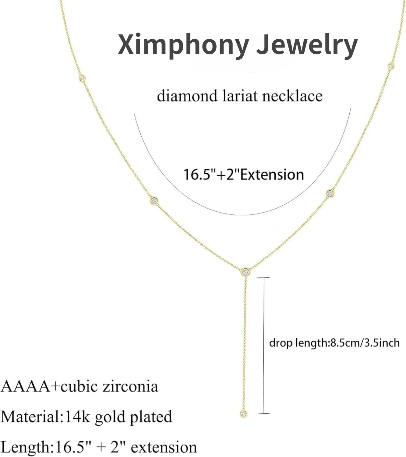 Gold Plated CZ Lariat Necklace for Women Boho Fashion Jewelry Women Silver Plated Necklace for Women Dainty Gold Necklaces 251223