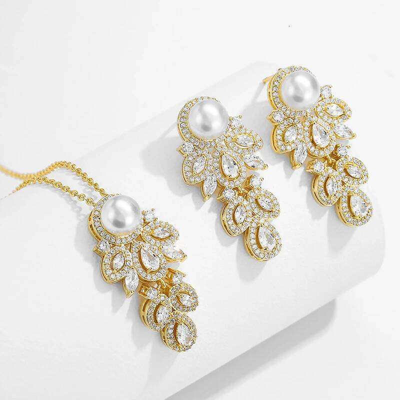 ZAKOL Elegant Shiny Leaf Zircon Dangle Earrings for Women Bridal Ear Accessories Luxury Wedding Party Jewelry Gifts