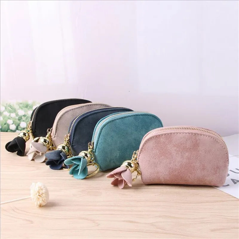 Fashion Ladies PU Leather Mini Wallet Card Key Holder Zip Coin Purse Floral Pendant Clutch Small Handbag Bag 251226 Y260206