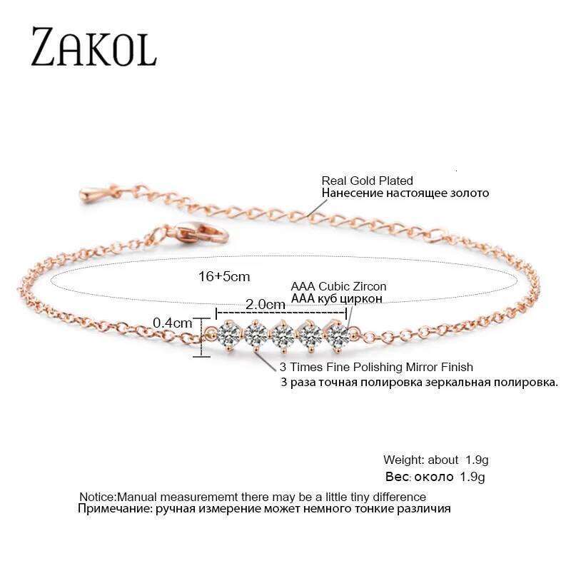 ZAKOL Simple Round Cubic Zirconia Tennis Bracelets for Women Fashion Sliver Color Chain Charm Bracelet Party Jewelry BP2043