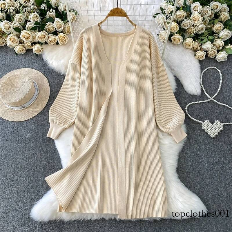 XFPV Casual Style Women 3 Piece Set Loose Mid-Length Sweater Cardigan Jacket Sleeveless Knit Vest + Wide-Leg Pants Winter New