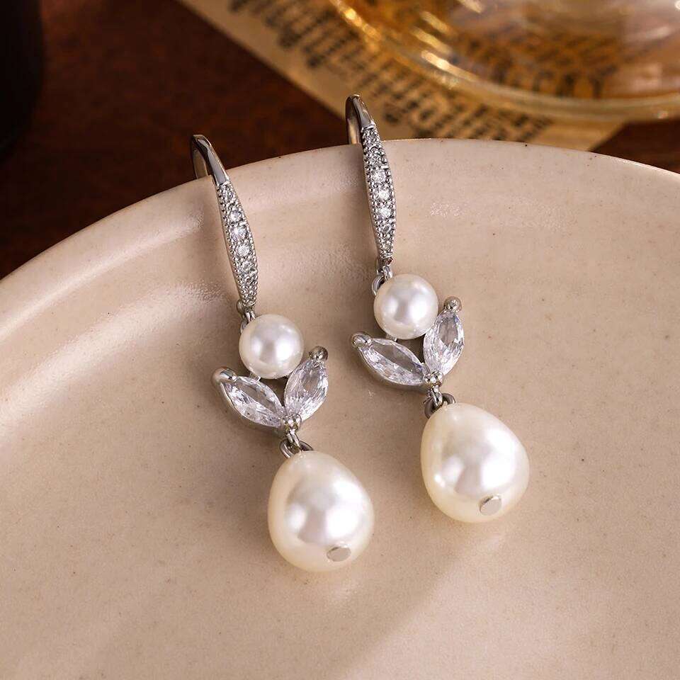 ZAKOL New Glorious Shiny Zircon Smooth Imitation Pearls Drop Earrings for Women Fashion Elegance Wedding Party Jewelry Gift