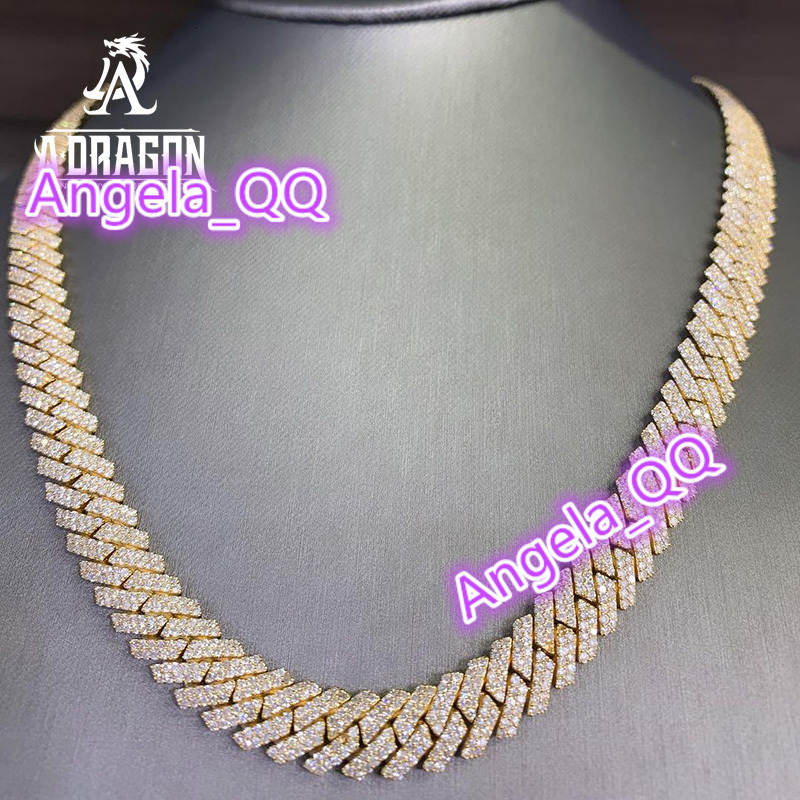 15mm Custom Fashion Iced out Moissanite Necklace with Diamond Tester Hip Hop Cuban Bracelet