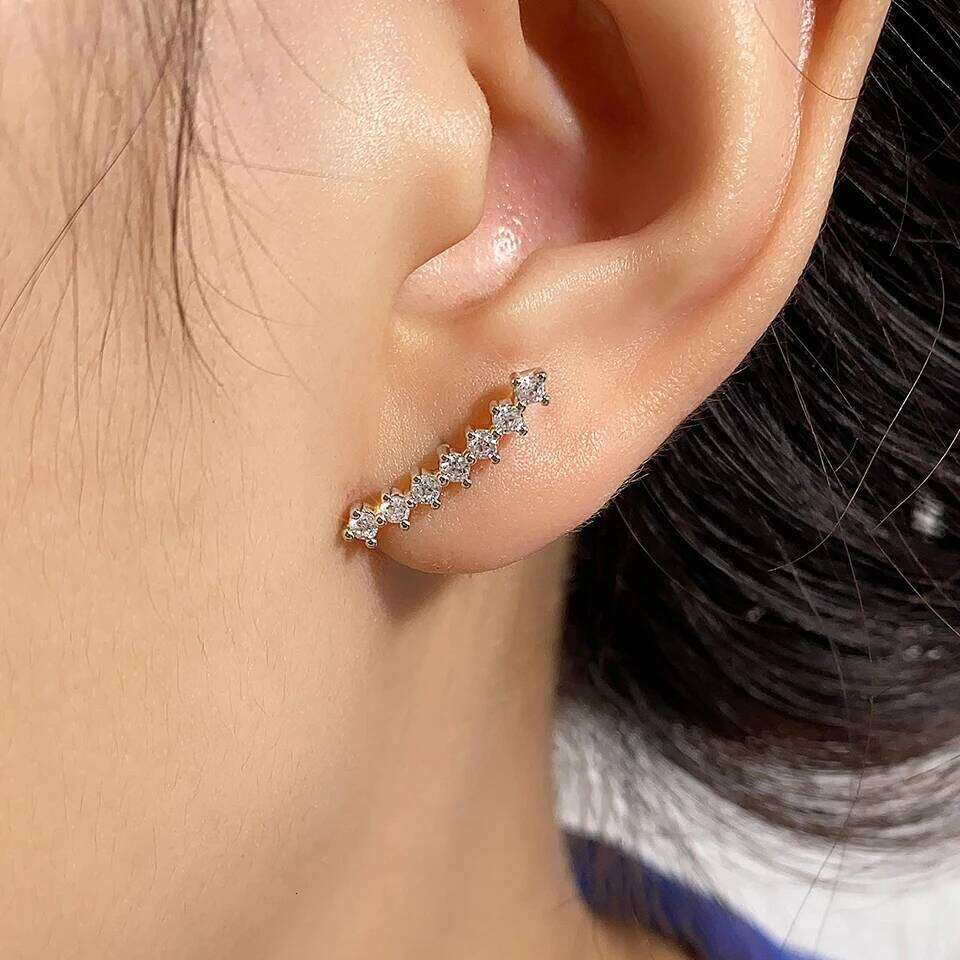 ZAKOL Fashion Round Shiny Zircon Climbing Earrings for Women Long Dipper Climber Ear Cuff Earring Wedding Jewelry