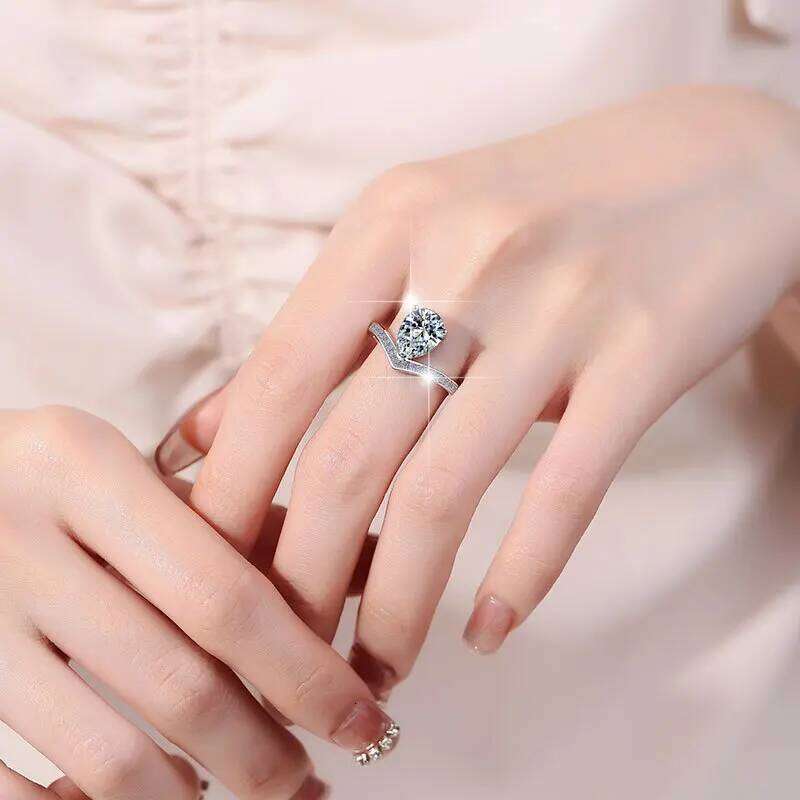 2ct D Color Moissanite Engagement Ring for Women 925 Sterling Silver Gold Plated Solitaire Rings Wholesale 678