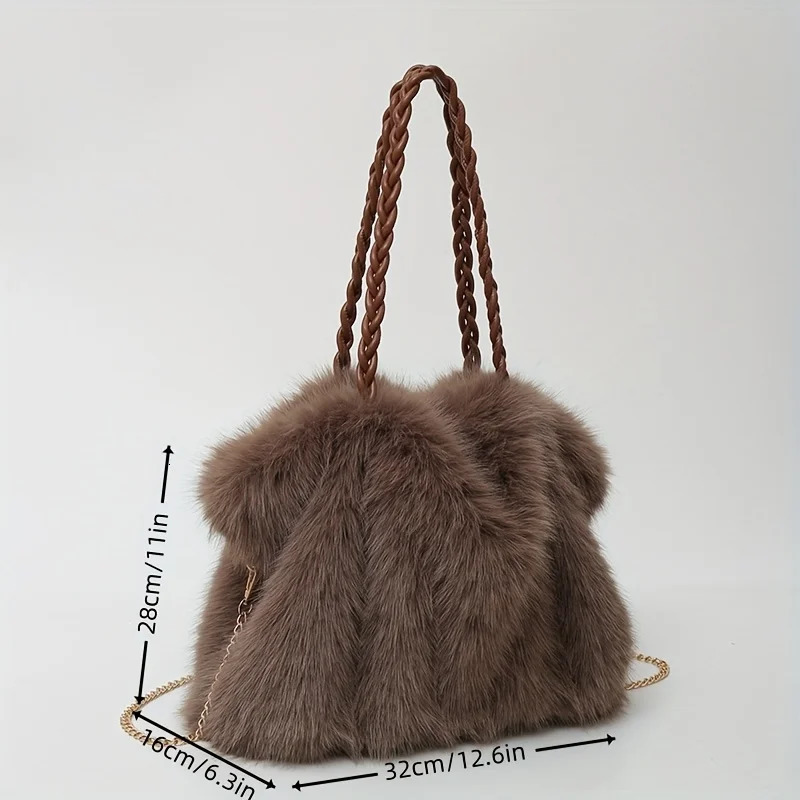 Faux Fox Fur Bucket Bag Elegant Winter Plush Handbag Perfect Holiday Gift for Christmas Valentines Day Shop Now 251225
