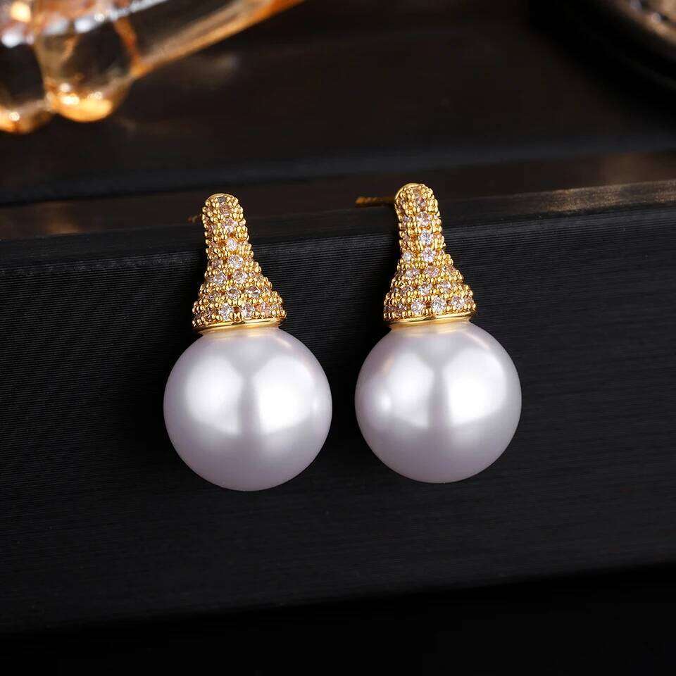 ZAKOL Cute Micro-inlaid Zircon Round Pearls Stud Earrings Simple Fashion Women's Wedding Party Jewelry Wholesale