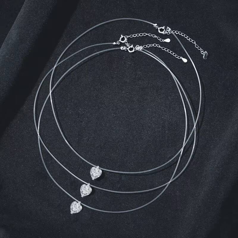 XMZ153 Fashion 1CT Moissanite Pendant Necklace 925 Sterling Silver Love Heart Necklace Wedding Anniversary Jewelry for Women