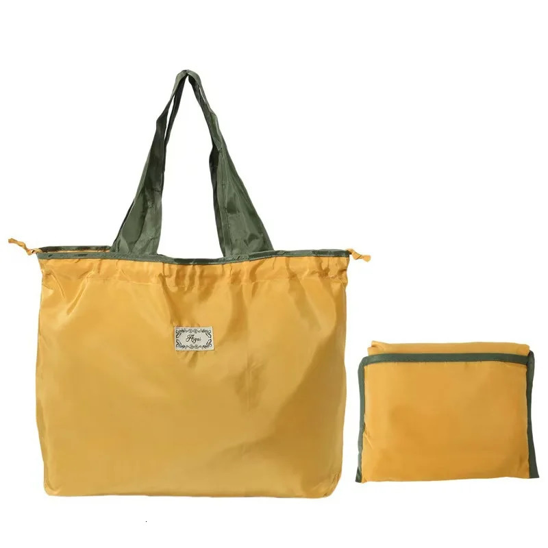 1-Pack Reusable Shopping Bag Large Capacity Foldable Drawstring Eco-friendly Storage Bag Casual Shopping Shoulder Bag 251225