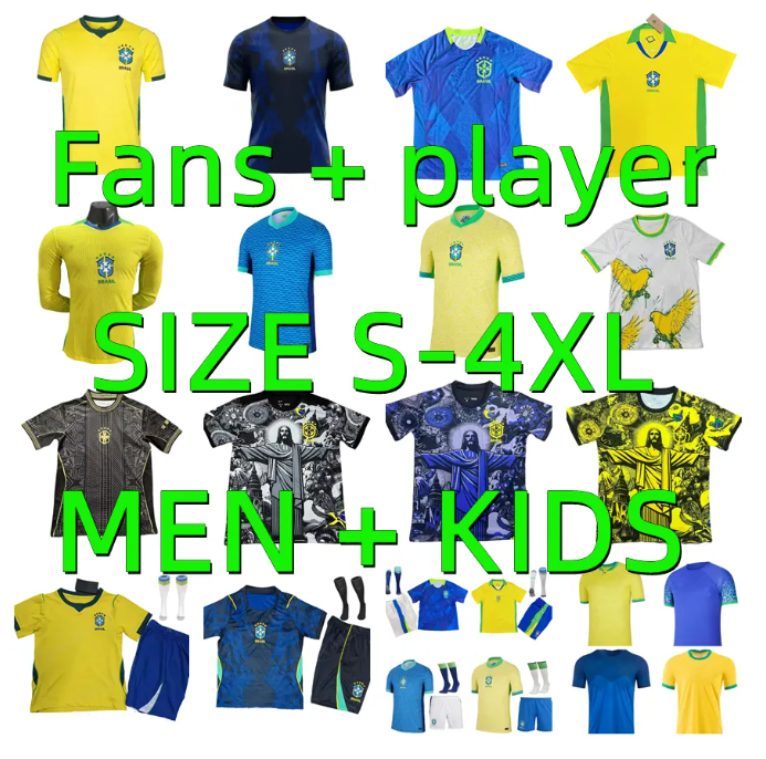 24 25 26 27 BRAZILS soccer jerseys Player version 2025 2026 ENDRICK VINI JR NEYMAR RICHARLISON CASEMIRO G.JESUS RAPHINHA RODRYGO MARQUINHOS football shirt men kids