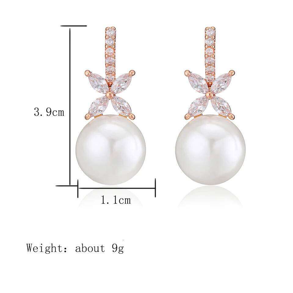 ZAKOL 2 Pcs Exquisite Zircon Imitation Pearl Earrings for Women Bridal Elegant Sparkling Crystal Charm Wedding Jewelry