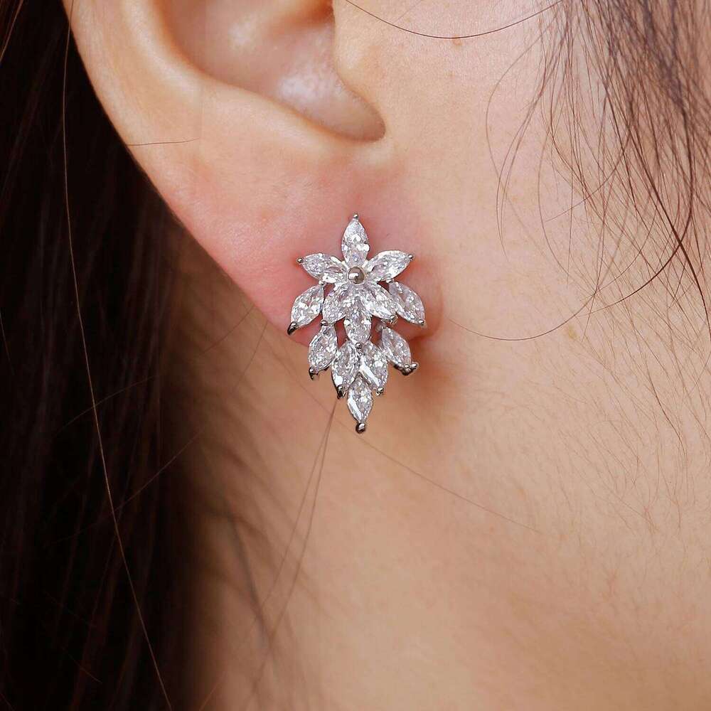 ZAKOL Elegant Marquise Crystal Zirconia Flower Stud Earrings Transparent CZ Bridal Wedding Party Earring