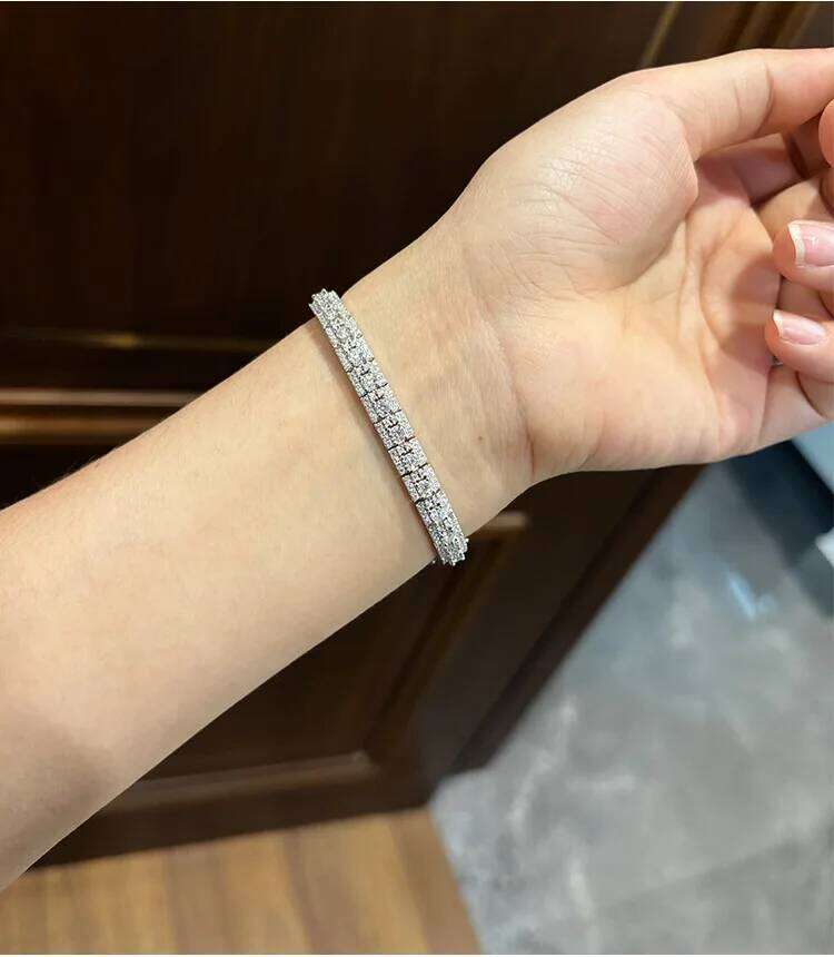 Moissanite Tennis 925 Sterling Silver Plated White Gold Bracelet for Women Man Sparkling Party Jewelry 1c4