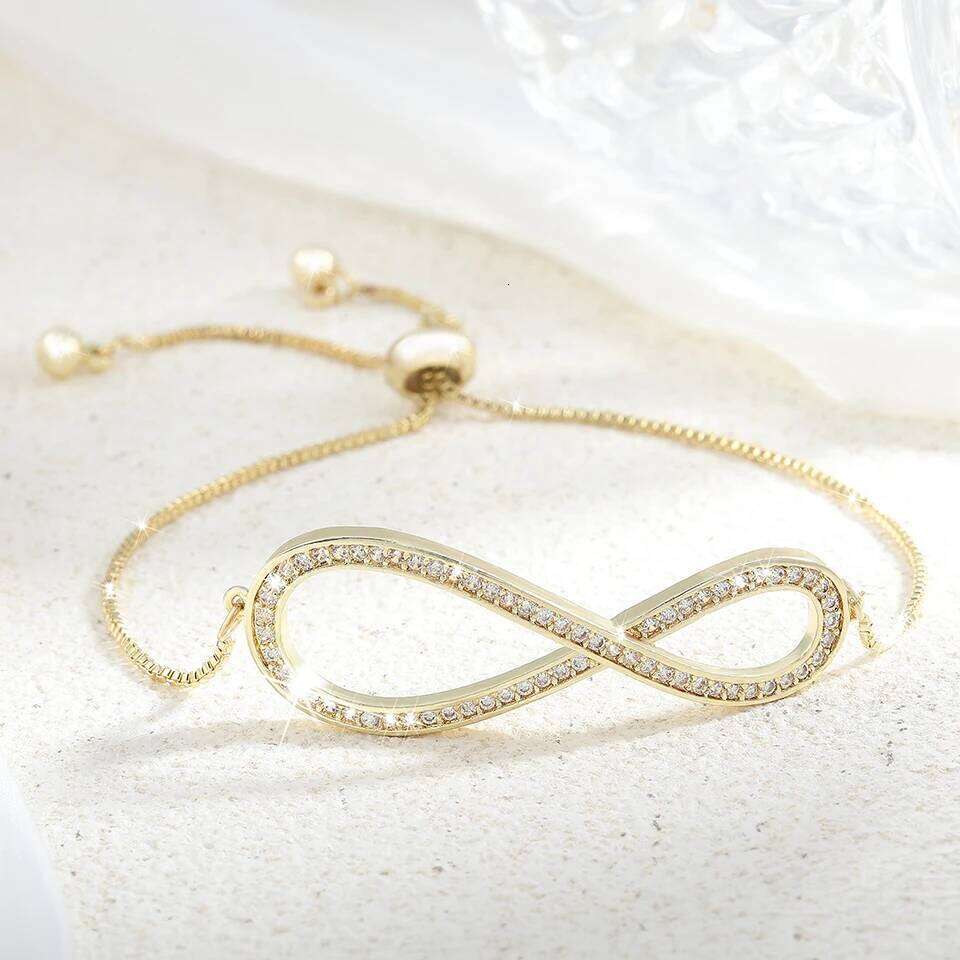 ZAKOL Brand Simple 8 Shape Cubic Zircon Adjustable Bracelets for Women Girls Fashion Party Jewelry Gift BP2030