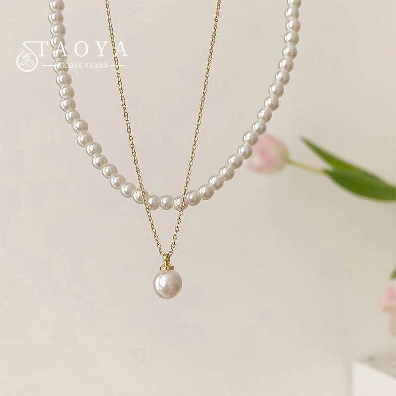 Double Layered Pearl Beads Metal Alloy Necklace For 2025 Fashion Accessories Women's Sexy Collarbone Chain Trendy Jewelry