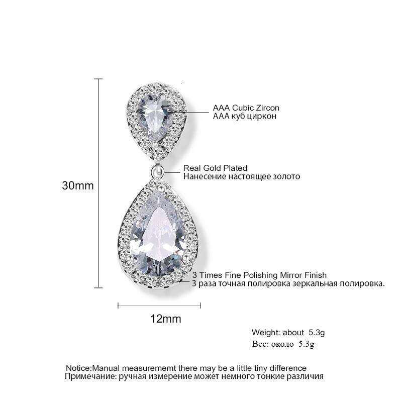 ZAKOL Classic Water Drop Cubic Zirconia Dangle Earrings for Women Gorgeous Shiny Crystal Wedding Party Jewelry