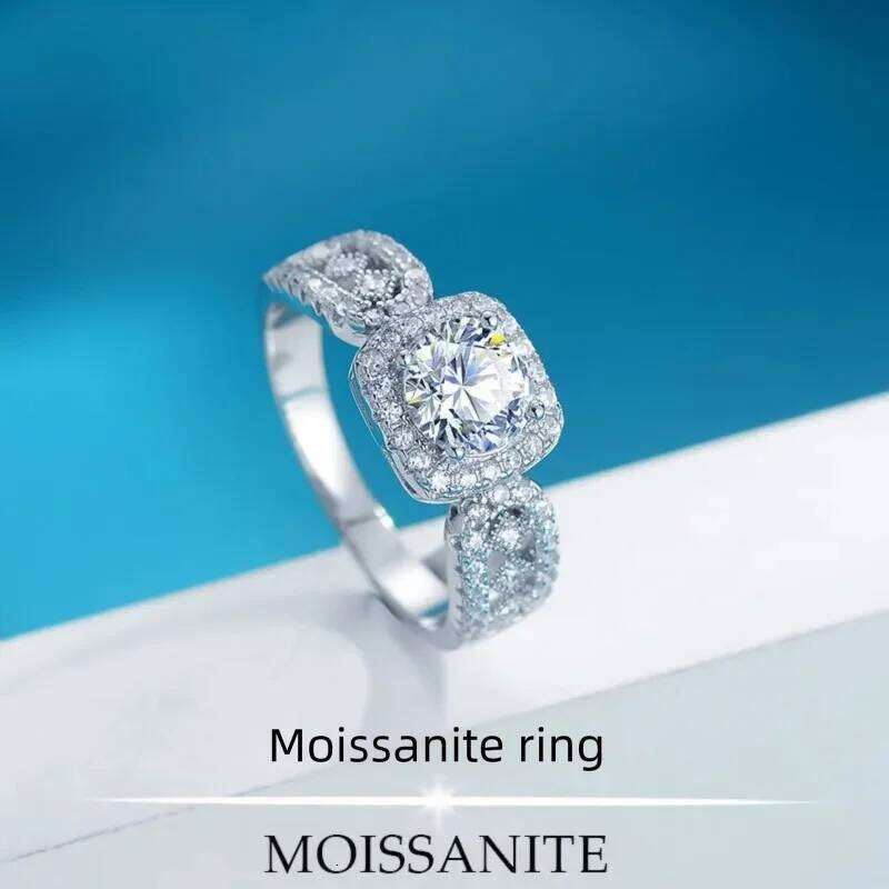 1CT D Color Moissanite Ring For Women 925 Sterling Silver with White Gold Plated Lab Diamond Engagement Wedding Band Jewelry f15