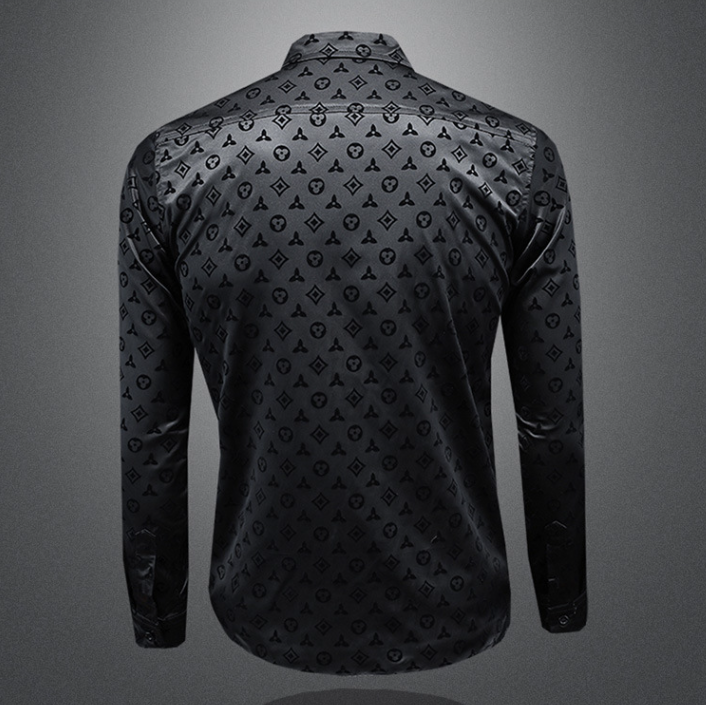 2026 Spring/Summer New Men's Shirt Fashion Printing Large Size M-5XL Slim Fit Long Sleeve Black Business Versatile Free Shipping