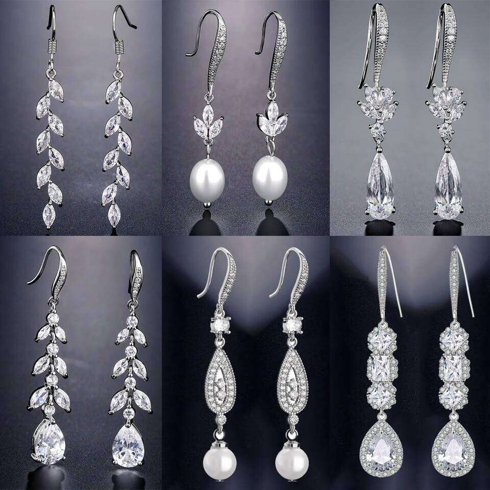 ZAKOL Brand Classic AAA Cubic Zirconia Hook Earrings for Women Elegant Geometric Water Drop Teardrop Zircon Bridal Earring