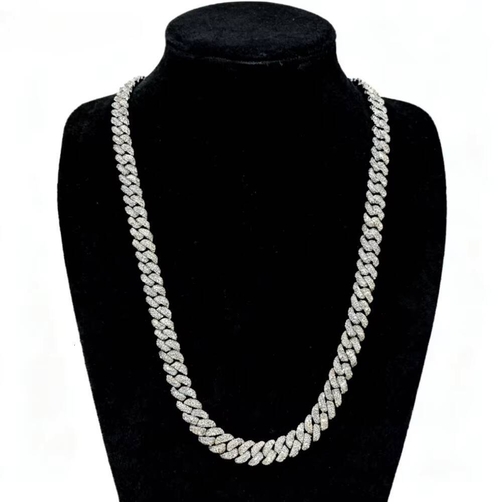 15mm Lucine High Purity 925 Sterling Silver Cuban Link Chain with a Flawless Cuban Link Chain Moissanite for Jewelry Making