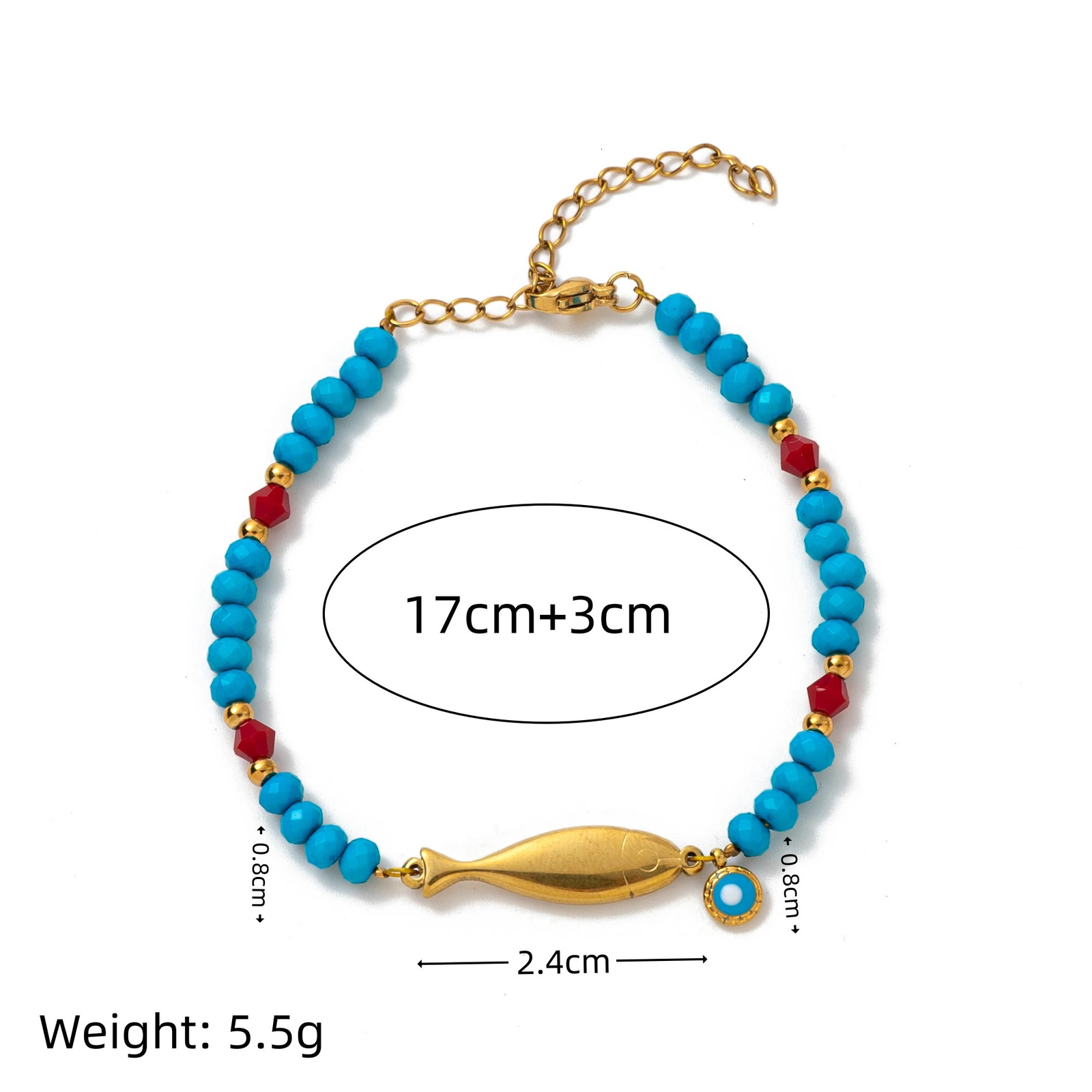 Stainless steel colored bead goldfish pendant bracelet necklace set with gold plating and color preservation 251223