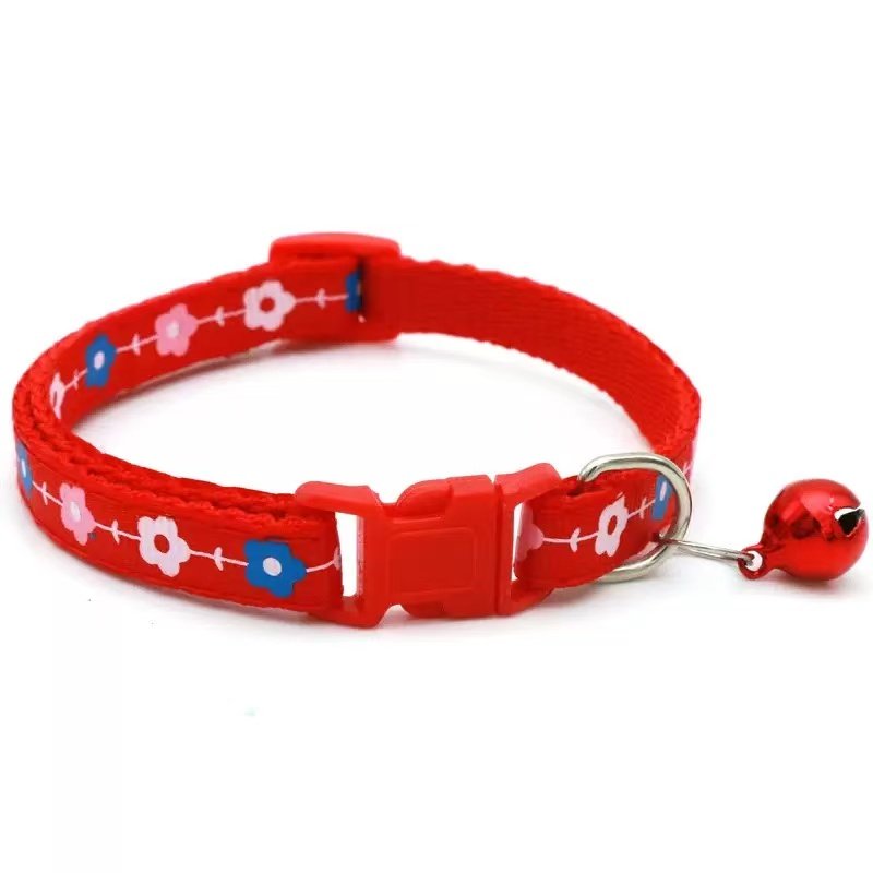 Flower Pet Collar with Bell Adjustable Necklace for Small Dogs and Cats Anti Lost Cat Collar