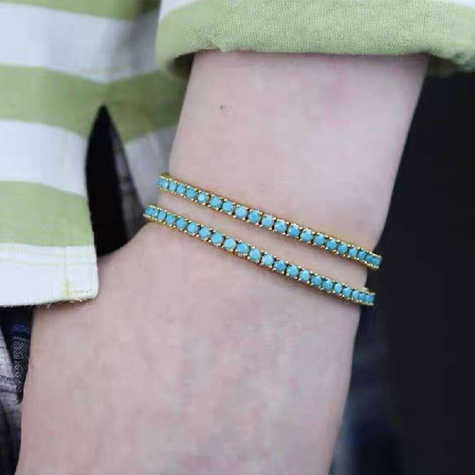 ZAKOL Fashion Simple Blue Turquoise CZ Stacked Tennis Bracelets for Women Men Niche Design Perfect Jewelry Gift Wholesale