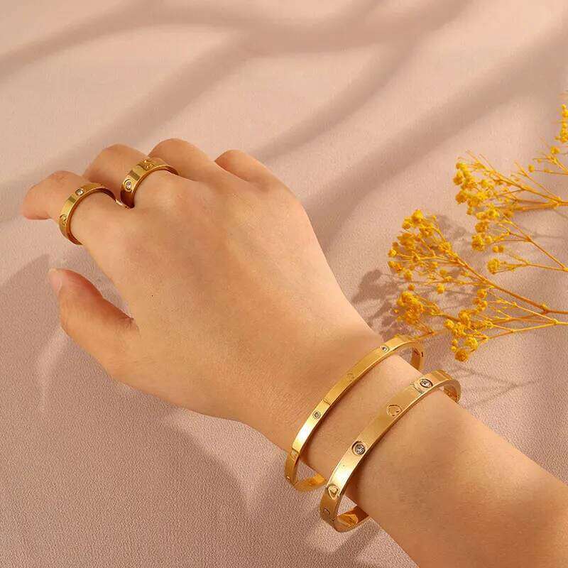 ZAKOL 4Pcs Retro Classic Stainless Steel Ring Bracelet Set for Women Men Couple Birthday Christmas Jewelry Hand Decoration Gift