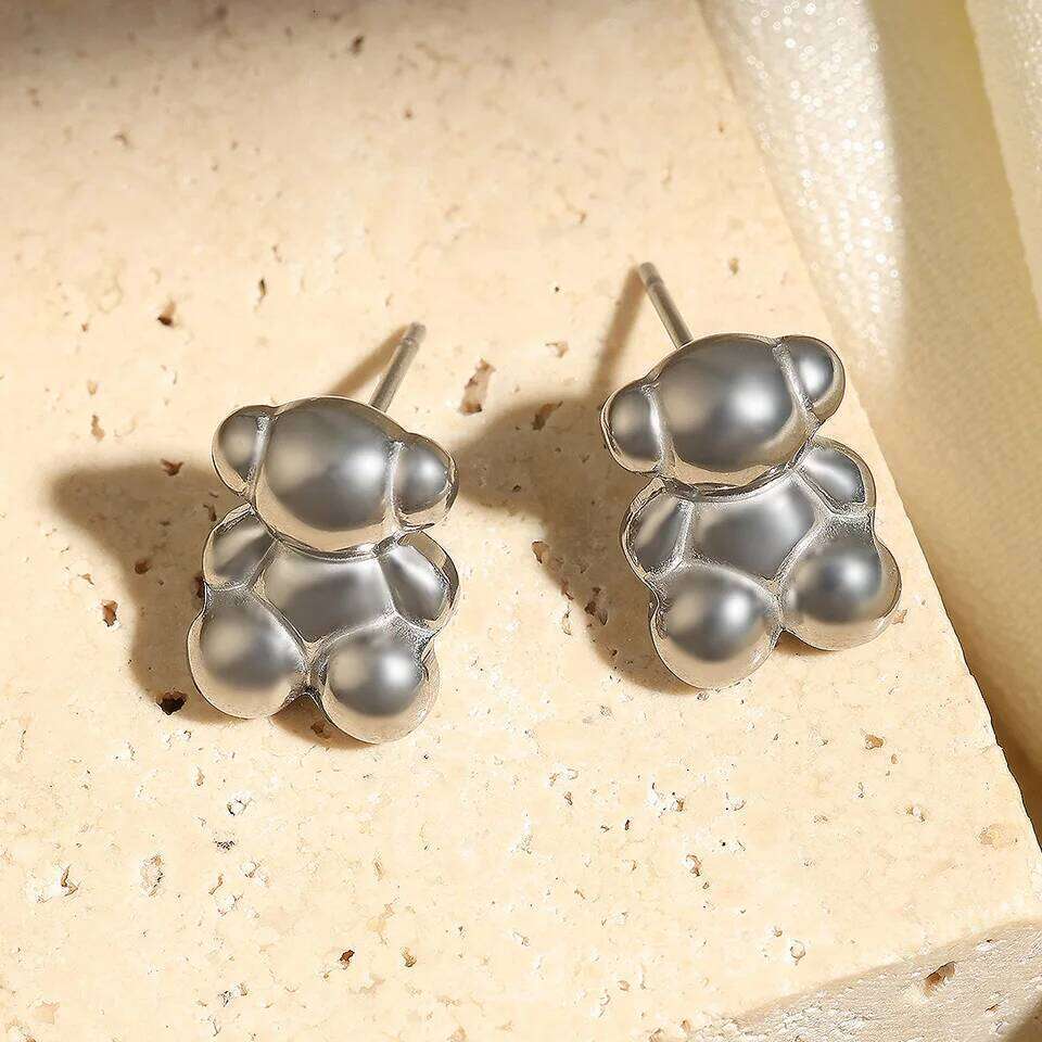 ZAKOL Shiny Zircon Teddy Bear Charm Drop Hoop Earrings for Women Girls Geometric Chinese Style Ear Accessories Jewelry Gift