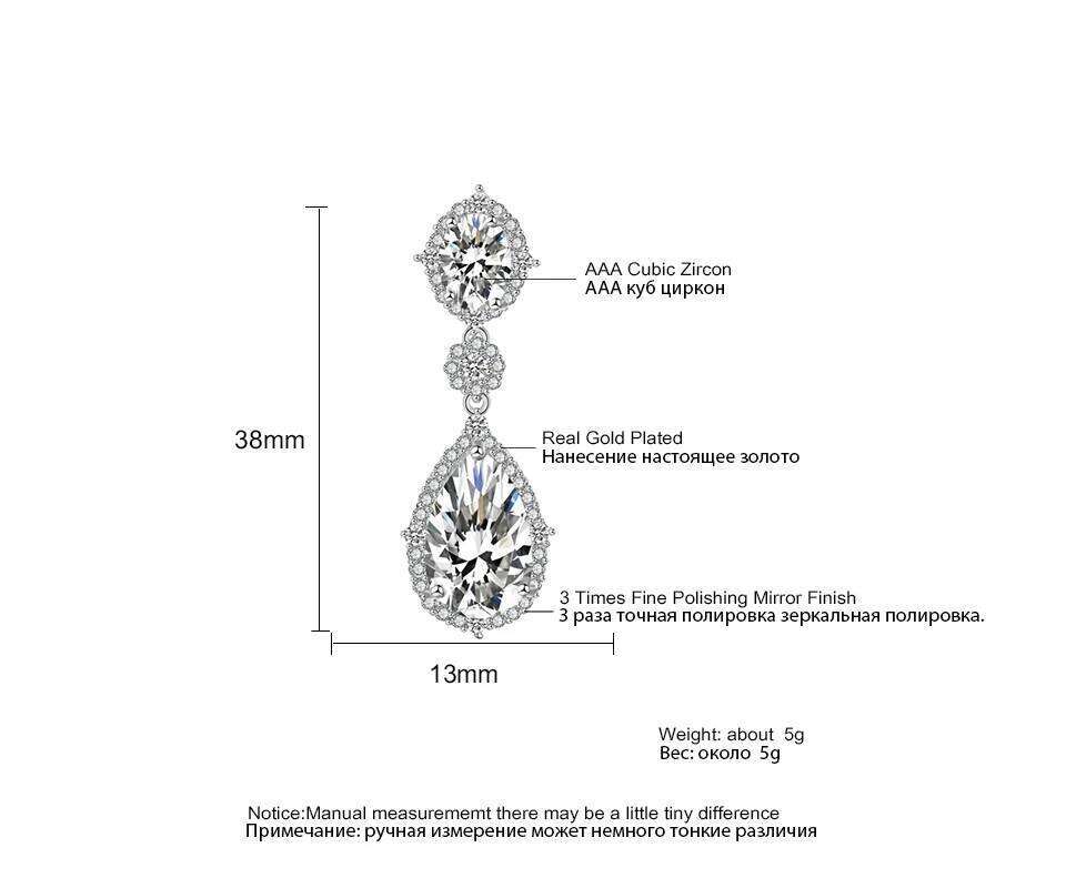 ZAKOL Elegant AAA Zirconia Water Drop Dangle Earrings for Women Clear Sparkling Crystal CZ Bridal Bridesmaid Wedding Jewelry