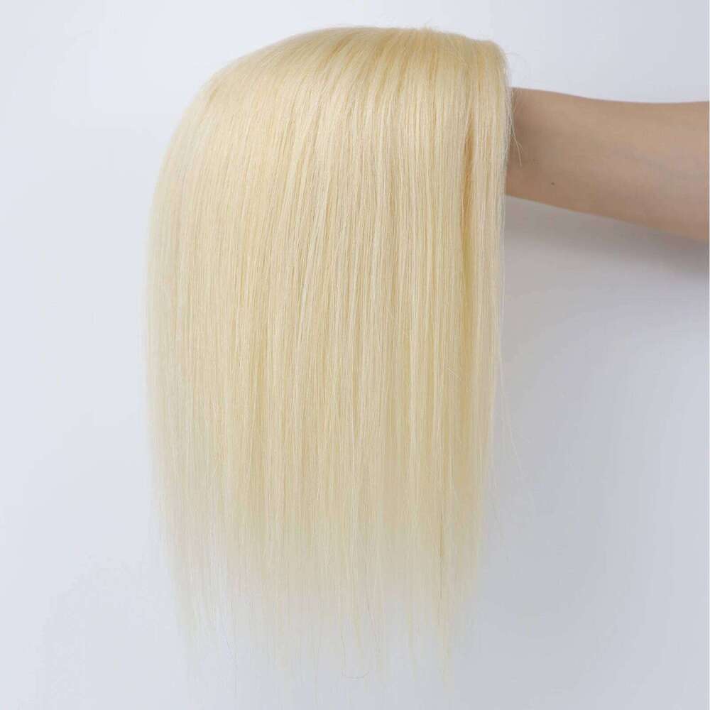 Base Topper Light Blonde Real Remy Human Hair Toupee Silk Top PU Around Full Hand Tied with Clips in for Women