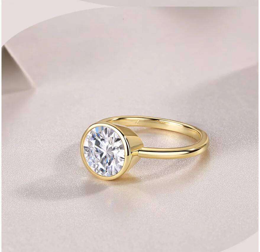 3.0CT 9mm D Color Moissanite Engagement Ring for Women 925 Sterling Silver Gold Plated Solitaire Rings Wholesale b3d