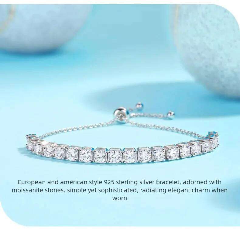 925 Sterling Silver Moissanite Bracelet 3/4/5mm D VVS1 Diamond with GRA for Women Sparkling Wedding Party Fine Jewelry aef