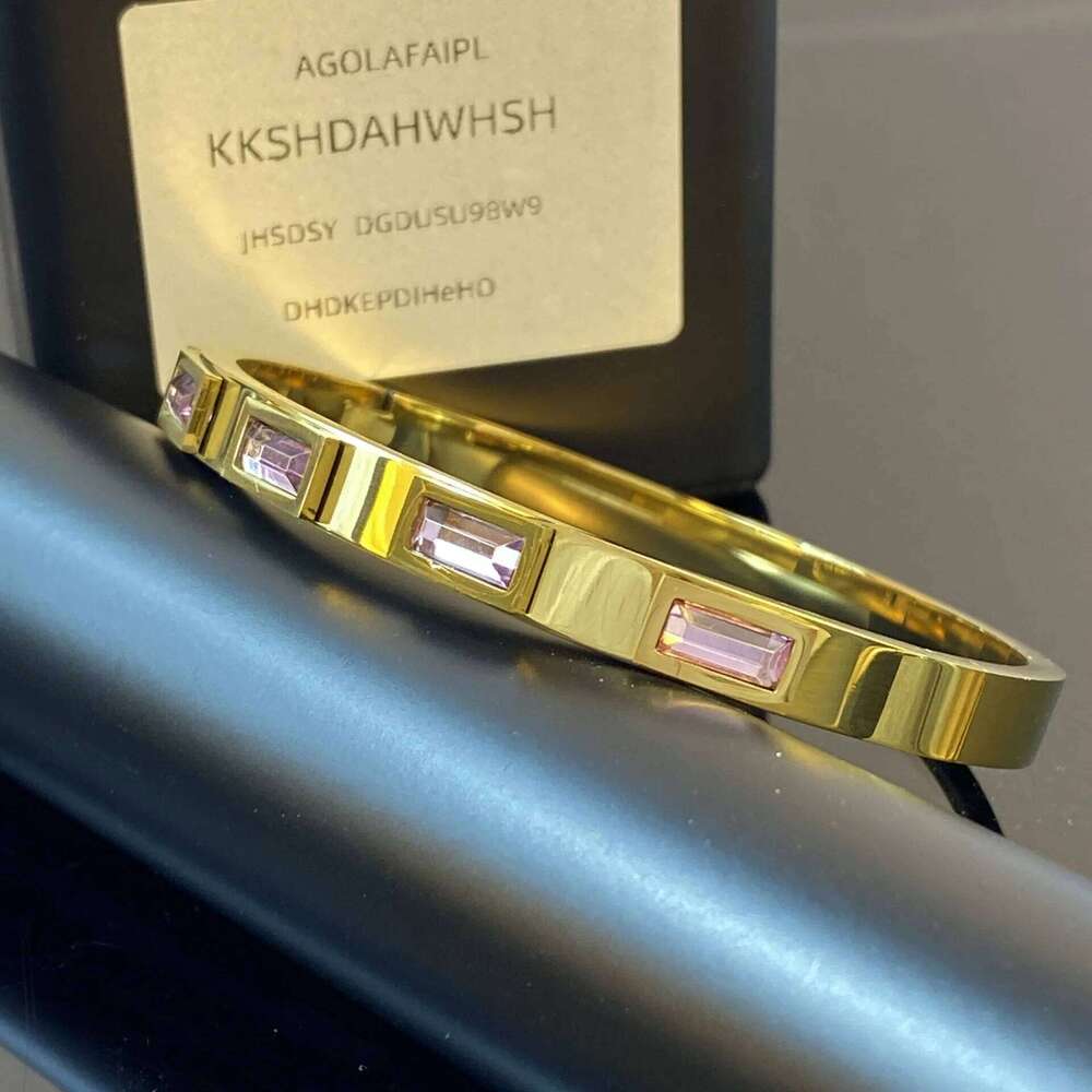 ZAKOL 18K Gold Plated Stainless Steel Cubic Zircon Bracelet for Women Pink Green Square CZ Waterproof Fashion Jewelry Gift