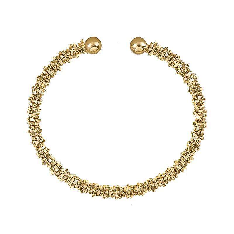 Classic Simple Copper Alloy Gold Colour Jewelry Open Bracelet Korean Fashion Accessories Girl's OL Style Cuff Bangle For Woman