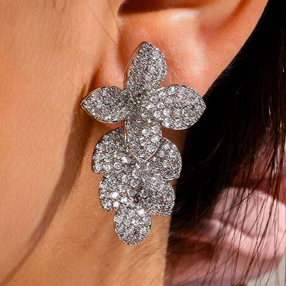 ZAKOL Leaf Flower Shaped Zircon Set for Women Gold/Silver Color Earrings & Necklace Wedding Party Jewelry Accessories
