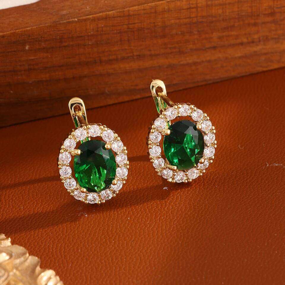 ZAKOL Classic Multicolor Oval Cubic Zirconia Drop Earrings for Women Elegant Simple Ear Accessories Birthday Party Jewelry Gift