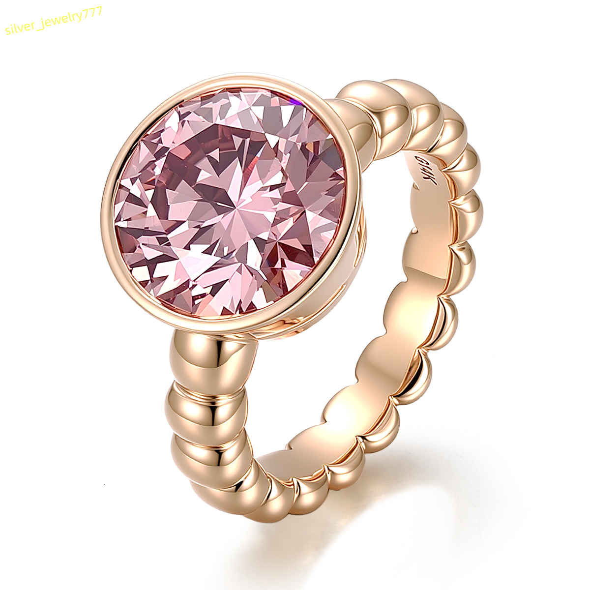 pink Color VVS Lab Grown Diamond Rings Luxury 18K Solid Gold Round Cut Engagement Wedding Ring Woman Diamond Ring for Party